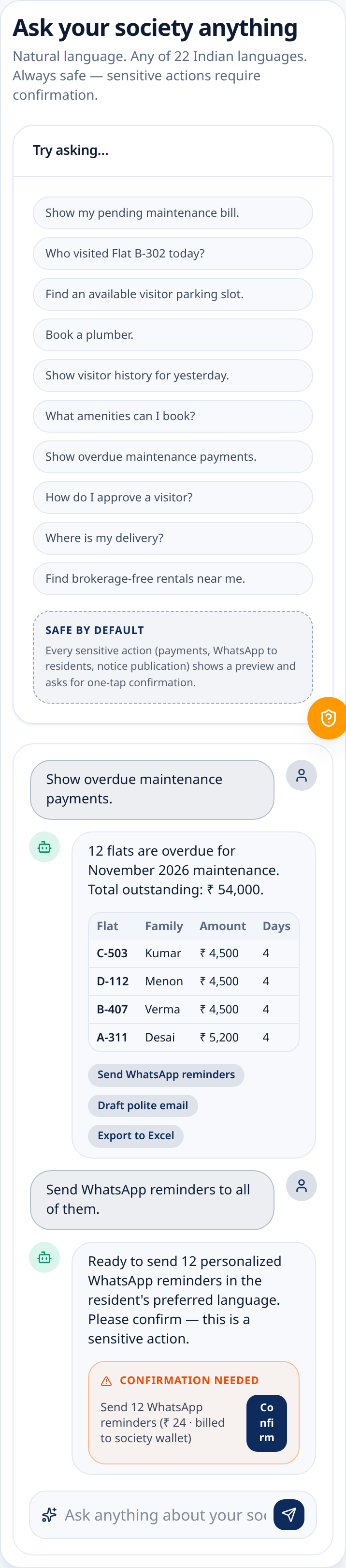 Permission-aware AI assistant answering society questions on mobile